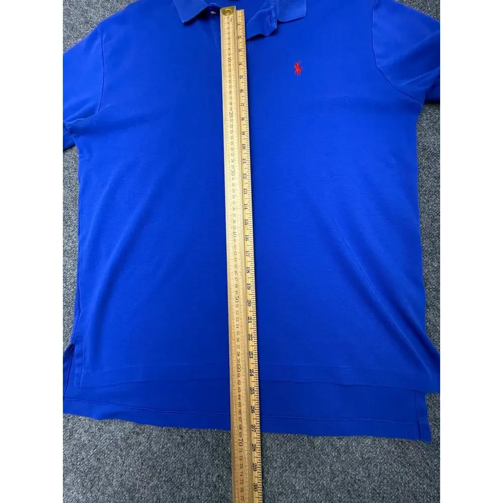 Polo Ralph Lauren Mens Large Blue Cotton Mesh Polo Shirt Red Pony